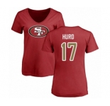 Football Women's San Francisco 49ers #17 Jalen Hurd Red Name & Number Logo T-Shirt