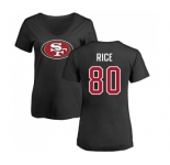 Football Women's San Francisco 49ers #80 Jerry Rice Black Name & Number Logo T-Shirt