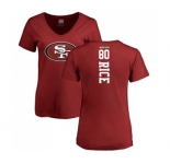 Football Women's San Francisco 49ers #80 Jerry Rice Red Backer T-Shirt