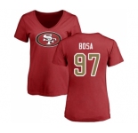 Football Women's San Francisco 49ers #97 Nick Bosa Red Name & Number Logo T-Shirt