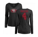 NFL Women's Nike San Francisco 49ers #4 Nick Mullens Black Name & Number Logo Long Sleeve T-Shirt