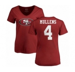 NFL Women's Nike San Francisco 49ers #4 Nick Mullens Red Name & Number Logo T-Shirt