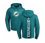 Football Miami Dolphins #14 Ryan Fitzpatrick Aqua Green Backer Pullover Hoodie