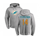 Football Miami Dolphins #14 Ryan Fitzpatrick Ash Name & Number Logo Pullover Hoodie