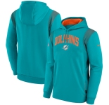 Mens Miami Dolphins Aqua Sideline Stack Performance Pullover Hoodie