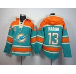nike nfl jerseys miami dolphins #13 marino orange-green[pullover hooded sweatshirt]