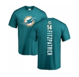 Football Miami Dolphins #14 Ryan Fitzpatrick Aqua Green Backer T-Shirt