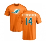 Football Miami Dolphins #14 Ryan Fitzpatrick Orange Name & Number Logo T-Shirt