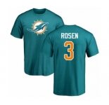 Football Miami Dolphins #3 Josh Rosen Aqua Green Name & Number Logo T-Shirt
