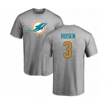 Football Miami Dolphins #3 Josh Rosen Ash Name & Number Logo T-Shirt