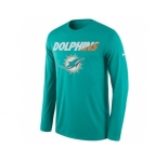 Men's Miami Dolphins Nike Aqua Legend Staff Practice Long Sleeves Performance T-Shirt