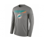 Men's Miami Dolphins Nike Heather Gray Legend Staff Practice Long Sleeves Performance T-Shirt
