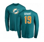 NFL Nike Miami Dolphins #19 Jakeem Grant Aqua Green Name & Number Logo Long Sleeve T-Shirt