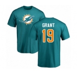 NFL Nike Miami Dolphins #19 Jakeem Grant Aqua Green Name & Number Logo T-Shirt