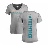 Football Women's Miami Dolphins #14 Ryan Fitzpatrick Ash Backer T-Shirt