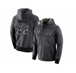 Men Cleveland Browns #22 Jabrill Peppers Stitched Black Anthracite Salute to Service Player Performance Hoodie