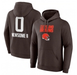 Men's Cleveland Browns #0 Greg Newsome II Brown Team Wordmark Player Name & Number Pullover Hoodie