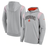 Mens Cleveland Browns Gray Sideline Stack Performance Pullover Hoodie