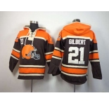 nike nfl jerseys cleveland browns #21 gilbert orange-brown[pullover hooded sweatshirt]