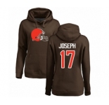 NFL Women's Nike Cleveland Browns #17 Greg Joseph Brown Name & Number Logo Pullover Hoodie