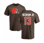 Football Cleveland Browns #13 Odell Beckham Jr. Brown Name & Number Logo T-Shirt