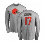 NFL Nike Cleveland Browns #17 Greg Joseph Ash Name & Number Logo Long Sleeve T-Shirt