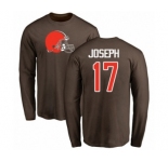 NFL Nike Cleveland Browns #17 Greg Joseph Brown Name & Number Logo Long Sleeve T-Shirt