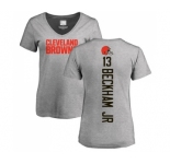 Football Women's Cleveland Browns #13 Odell Beckham Jr. Ash Backer V-Neck T-Shirt