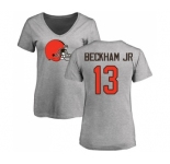 Football Women's Cleveland Browns #13 Odell Beckham Jr. Ash Name & Number Logo T-Shirt
