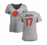 NFL Women's Nike Cleveland Browns #17 Greg Joseph Ash Name & Number Logo T-Shirt
