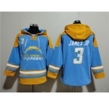 Men's Los Angeles Chargers #3 Derwin James Jr. Blue Ageless Must-Have Lace-Up Pullover Hoodie