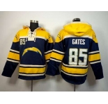 nike nfl jerseys san diego chargers #85 gates yellow-blue[pullover hooded sweatshirt]