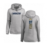 Football Women's Los Angeles Chargers #97 Joey Bosa Ash Backer Pullover Hoodie