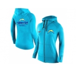Women Nike San Diego Chargers Full-Zip Performance Hoodie Light Blue