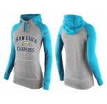 Women Nike San Diego Chargers Performance Hoodie Grey & Light Blue