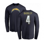 NFL Nike Los Angeles Chargers #4 Michael Badgley Navy Blue Name & Number Logo Long Sleeve T-Shirt