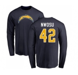 NFL Nike Los Angeles Chargers #42 Uchenna Nwosu Navy Blue Name & Number Logo Long Sleeve T-Shirt