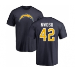 NFL Nike Los Angeles Chargers #42 Uchenna Nwosu Navy Blue Name & Number Logo T-Shirt