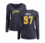 Football Women's Los Angeles Chargers #97 Joey Bosa Navy Blue Name & Number Logo Long Sleeve T-Shirt