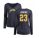 NFL Women's Nike Los Angeles Chargers #23 Rayshawn Jenkins Navy Blue Name & Number Logo Long Sleeve T-Shirt