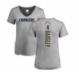 NFL Women's Nike Los Angeles Chargers #4 Michael Badgley Ash Backer T-Shirt