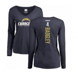 NFL Women's Nike Los Angeles Chargers #4 Michael Badgley Navy Blue Backer Long Sleeve T-Shirt