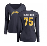 NFL Women's Nike Los Angeles Chargers #75 Michael Schofield Navy Blue Name & Number Logo Long Sleeve T-Shirt