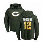 Football Green Bay Packers #12 Aaron Rodgers Green Name & Number Logo Pullover Hoodie