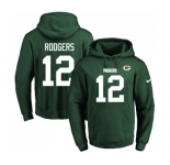 Football Men's Green Bay Packers #12 Aaron Rodgers Green Name & Number Pullover Hoodie