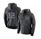 Football Men's Green Bay Packers #12 Aaron Rodgers Stitched Black Anthracite Salute to Service Player Performance Hoodie