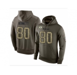 Men Green Bay Packers #80 Martellus Bennett Stitched Green Olive Salute To Service KO Performance Hoodie