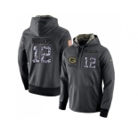 NFL Men's Nike Green Bay Packers #12 Aaron Rodgers Stitched Black Anthracite Salute to Service Player Performance Hoodie