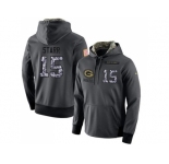 NFL Men's Nike Green Bay Packers #15 Bart Starr Stitched Black Anthracite Salute to Service Player Performance Hoodie