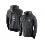 NFL Men's Nike Green Bay Packers #4 Brett Favre Stitched Black Anthracite Salute to Service Player Performance Hoodie